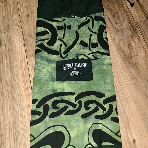 Ancient Circles Draw String Yoga Mat Bag Green Tie Dye Shoulder StrapDiameter 6" - Picture 2 of 5